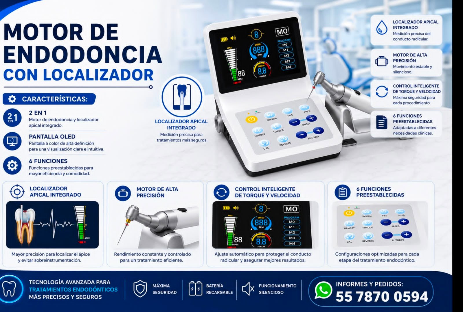 Motor de Endodoncia con Localizador Apical