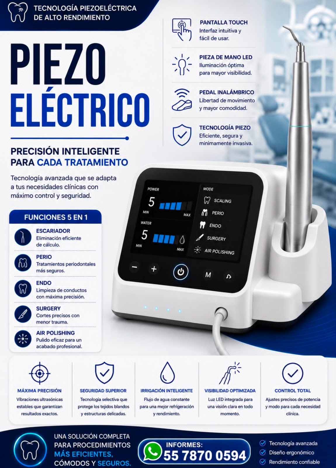 Unidad Piezoeléctrica 5 en 1 con Pantalla Touch - Vista Escritorio